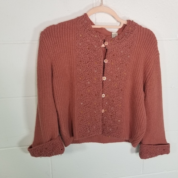 Y2j moth Anthropologie beaded jeweled cardigan sweater new - Picture 4 of 11